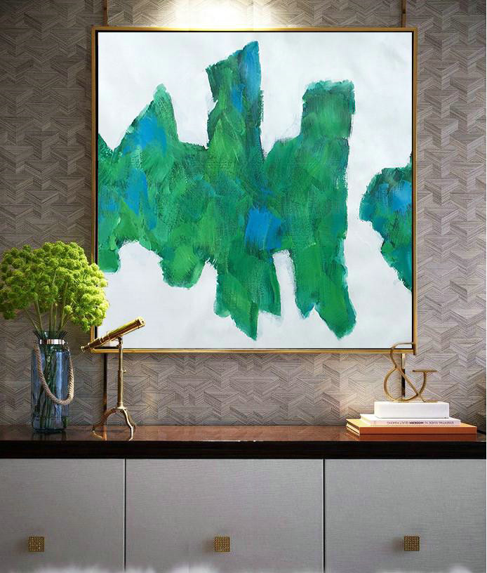 Hand Painted Extra Large Abstract Painting,Oversized Contemporary Art,Big Art Canvas,White,Blue,Green.etc